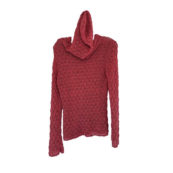 Anthropologie Moth Pink Knit Brat Cozy Hooded Pullover Sweater Size Medium - Picture 6 of 9